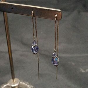 Beaded Sterling Silver Pull Through Earrings